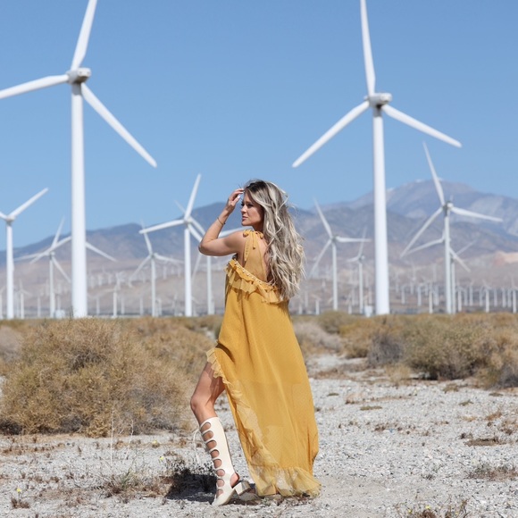 Mustard high low For Love and Lemons dress - Picture 8 of 9